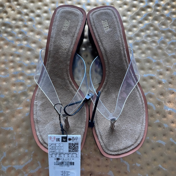 ZARA Heeled Vinyl Sandals New with Tags - US 6  ✨ - Picture 11 of 12